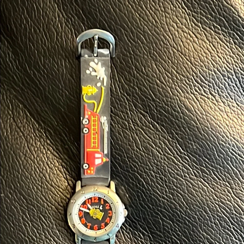 Kids Fire Truck Watch with Black Strap